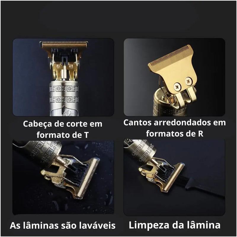 Máquina de Corte de Cabelo Profissional Elétrica - Aparador Masculino para Cabelo e Barba