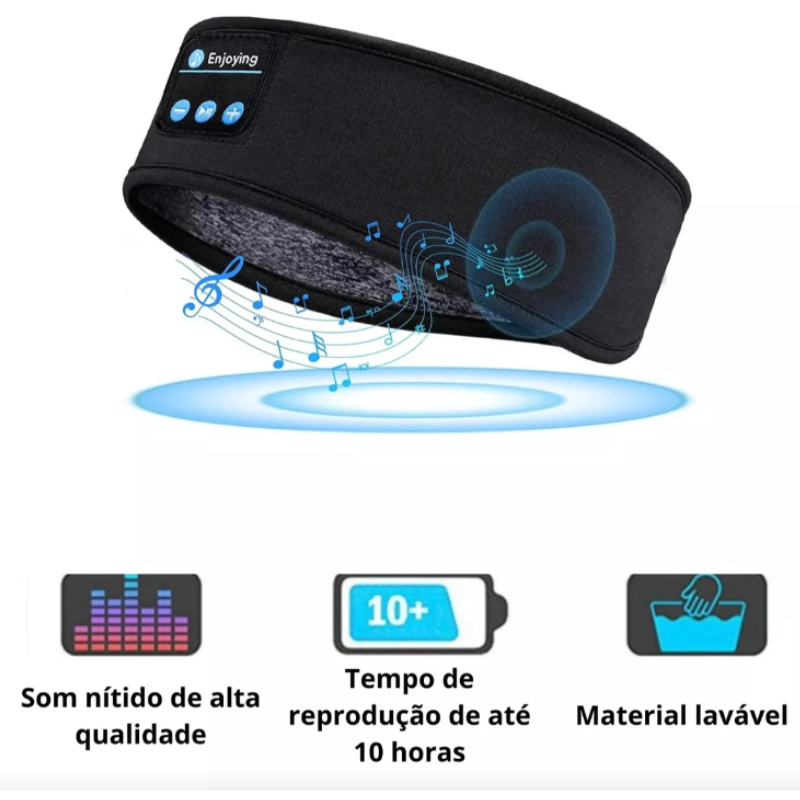 Fone de Ouvido Bluetooth com Faixa de Cabeça para Esportes e Sono