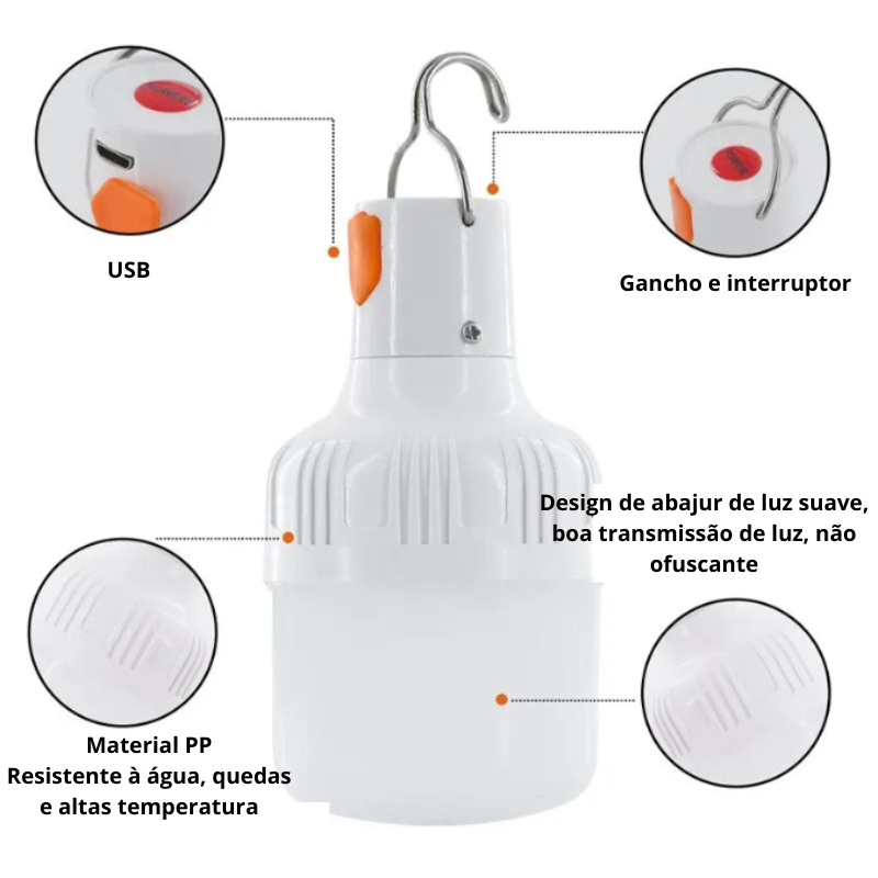 Lâmpada LED Portátil USB Recarregável