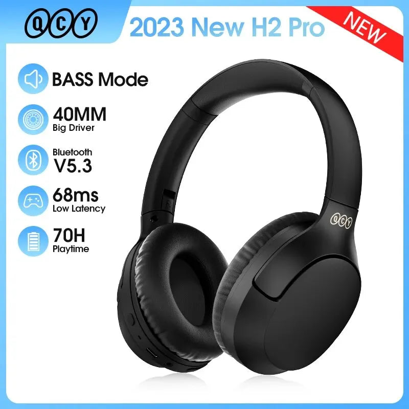 Fones de Ouvido Bluetooth 5.3 QCY-H2 Pro BassMax